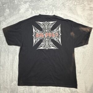 Big Dogs Shirt Mens Black XL Cross Metal Faded Distressed Stained Y2K